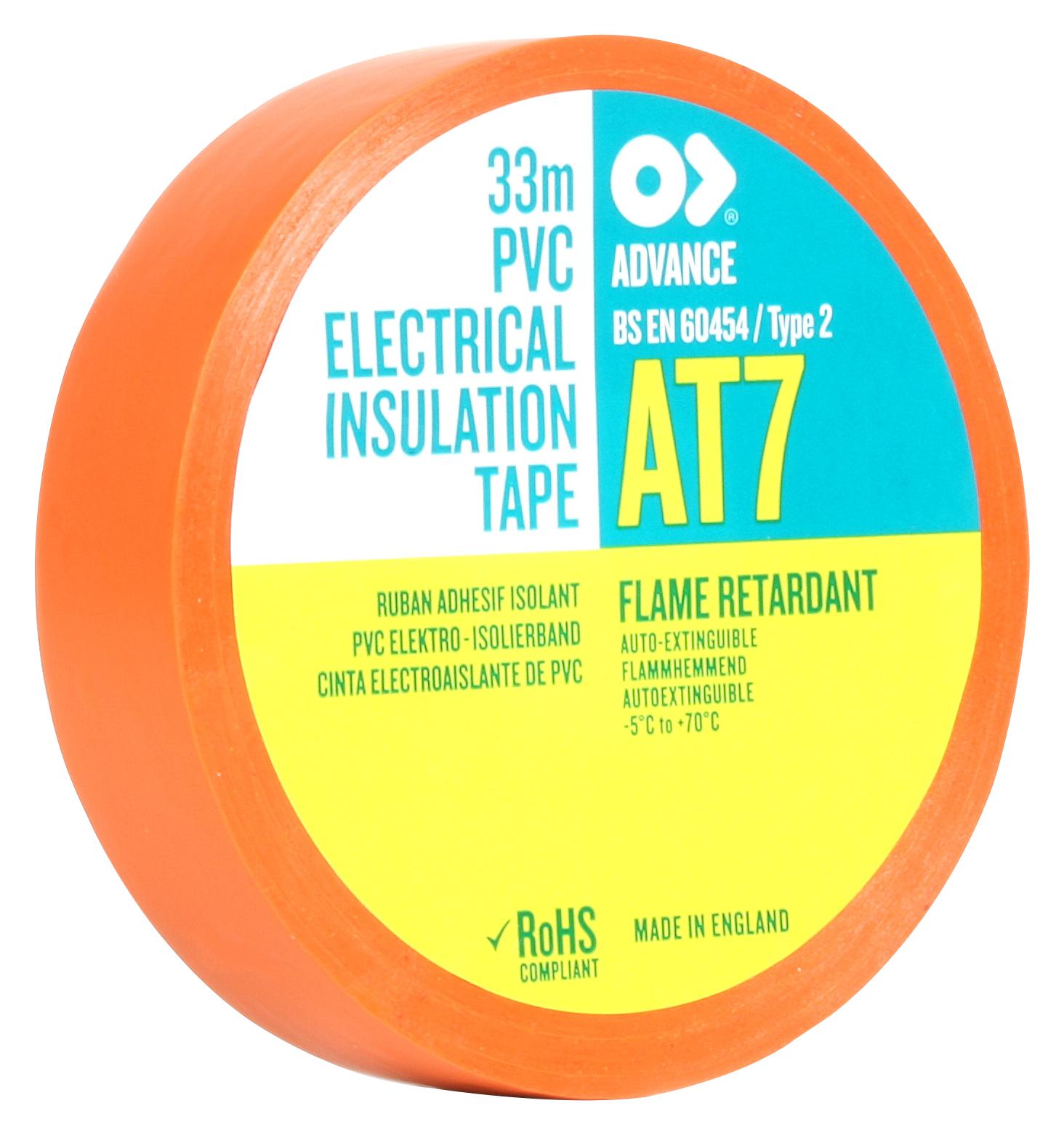 Advance Tapes At7 Orange 33M X 19Mm Electrical Insultape, Pvc, 33M X 19Mm