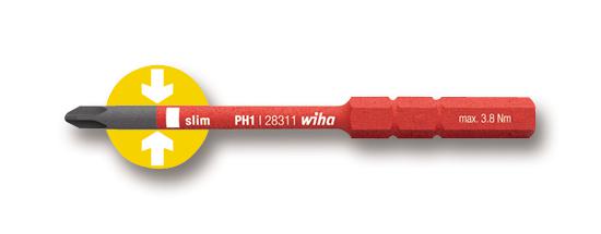 Wiha 283111 Ph1 Bit, Vde, Interchangeable, Ph1X90Mm