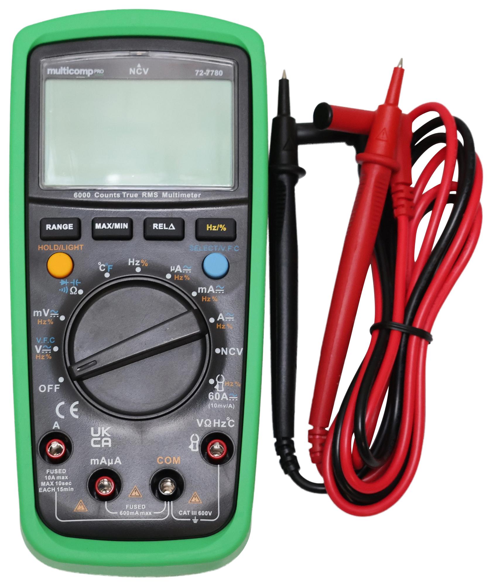 Multicomp Pro 72-7780 Digital Multimeter, Handheld, 3 3/4Digit