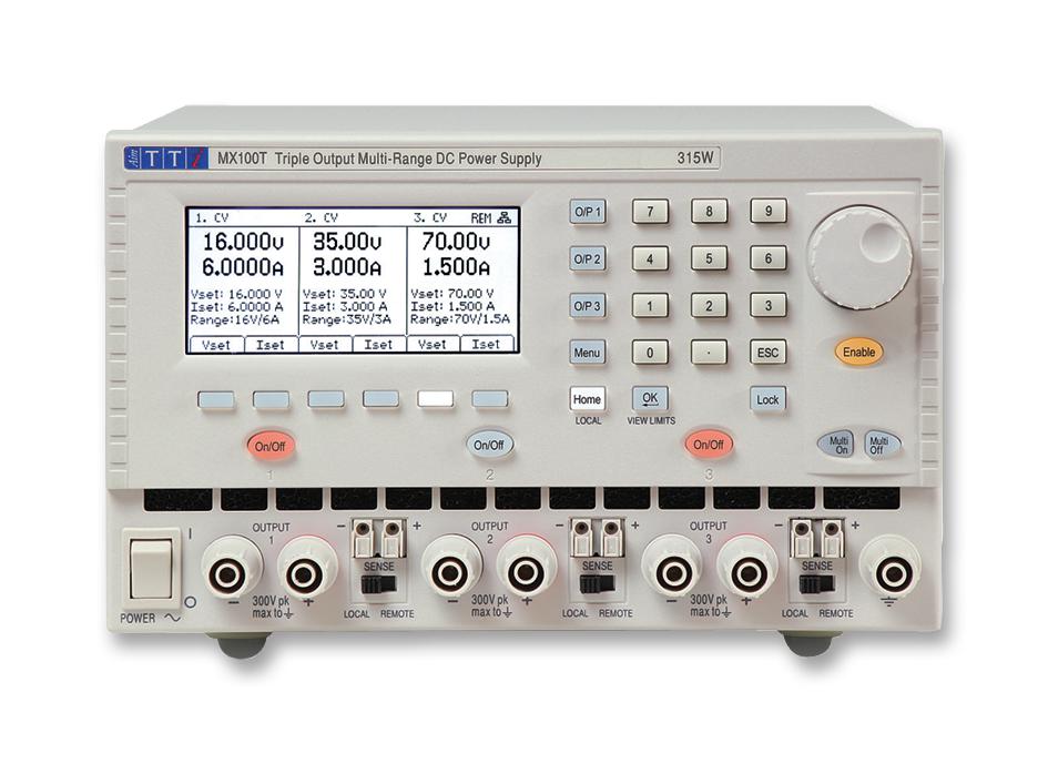 Aim-Tti Instruments Mx100T Power Supply, 3Ch, 70V, 6A, Adjustable