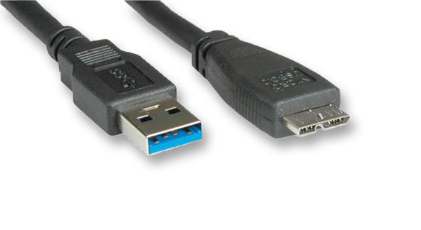 Roline 11.02.8877 Cable, Usb 3.0 A-Micro B Plug, 3M, Blk