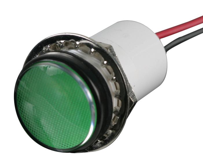 Dialight 557-1603-203F Panel Indicator, Green, 17.46Mm, 12Vdc