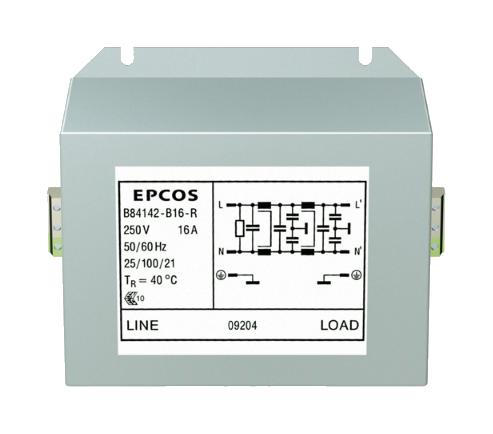 Epcos B84142B0016R000 Power Line Filter, 1 Phase, 16A, 250V