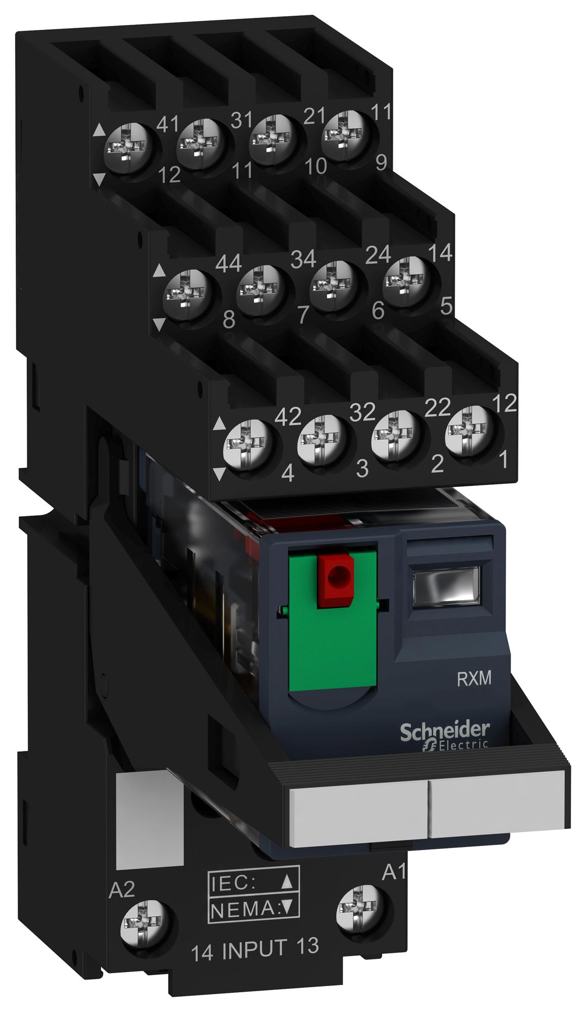 Schneider Electric Rxm4Ab1B7Pvs Power Relay, 4Pdt, 24Vac, 6A, Socket