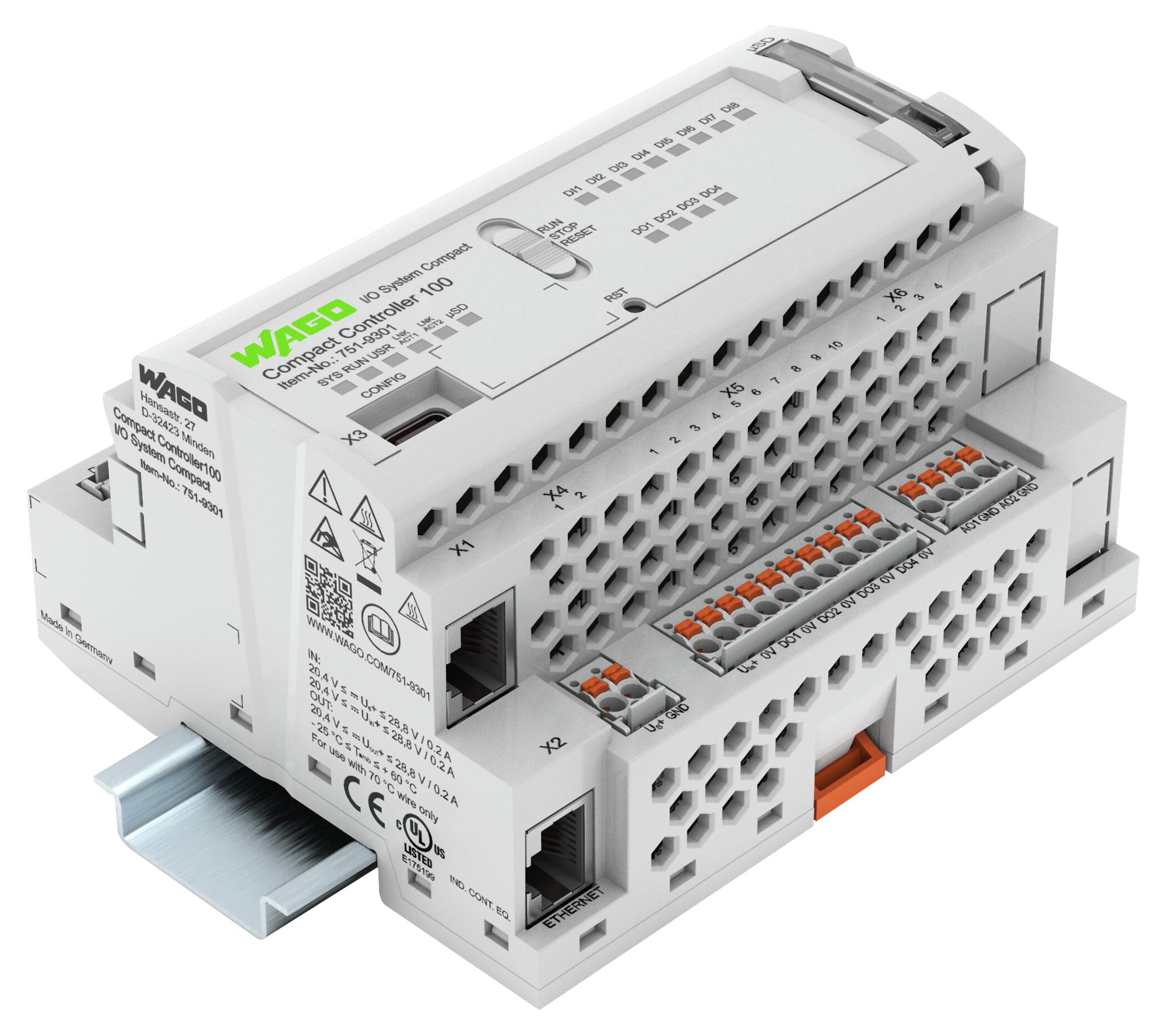 Wago 751-9301 Controller, 8Di/4Do/2Ai/2Ao, 650Mhz