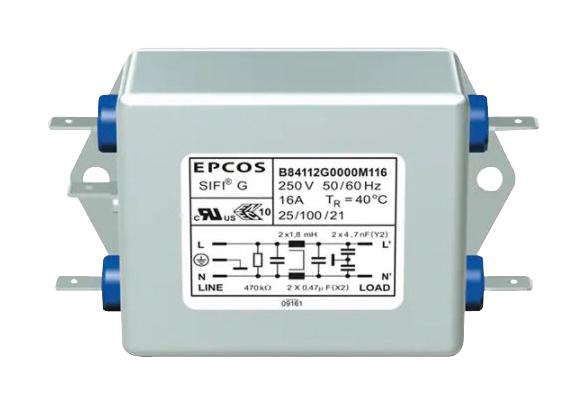 Epcos B84112G0000M136 Filter, 1-Phase, 36A, 250V, Chassis