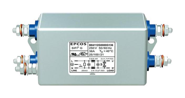 Epcos B84112G0000B080 Filter, 1-Phase, 8A, 250V, Chassis