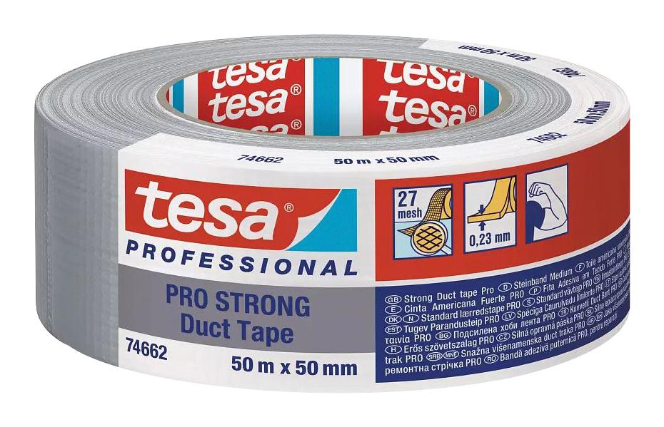 Tesa 74662, Grey, 50M X 50Mm Tape, Duct, 50Mm X 50M, Grey