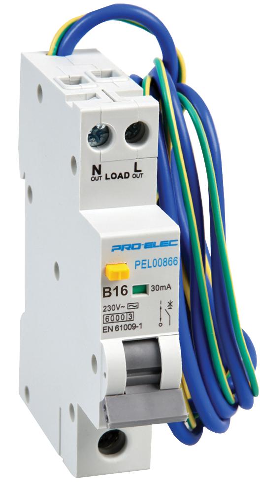 Pro Elec Pel00868 Rcbo, 1P, 16A, 230Vac