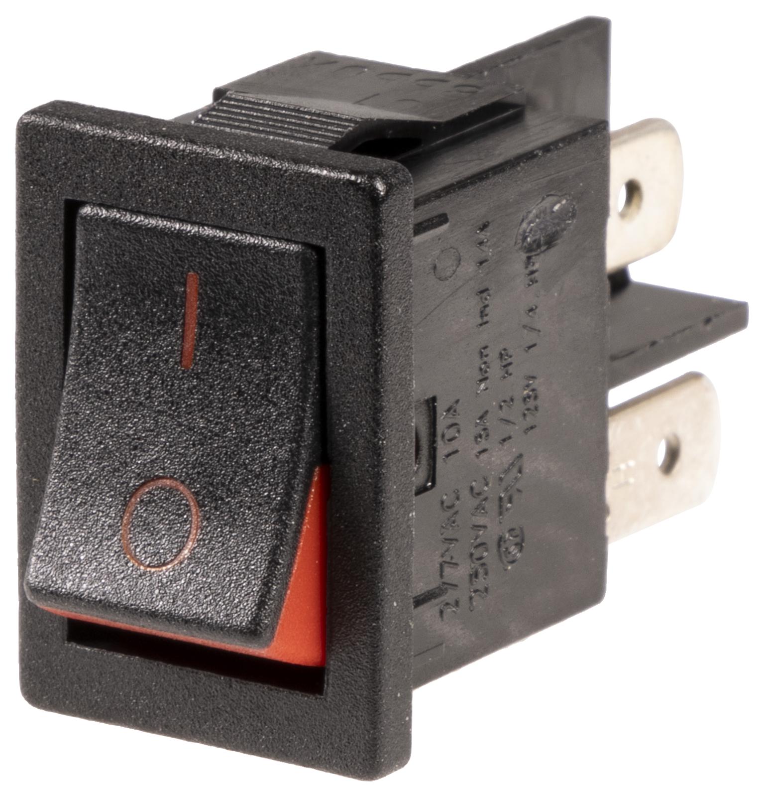 Arcolectric (Bulgin Limited) H8550Xbaaa Rocker Switch, Dpst, Black/red, I/o