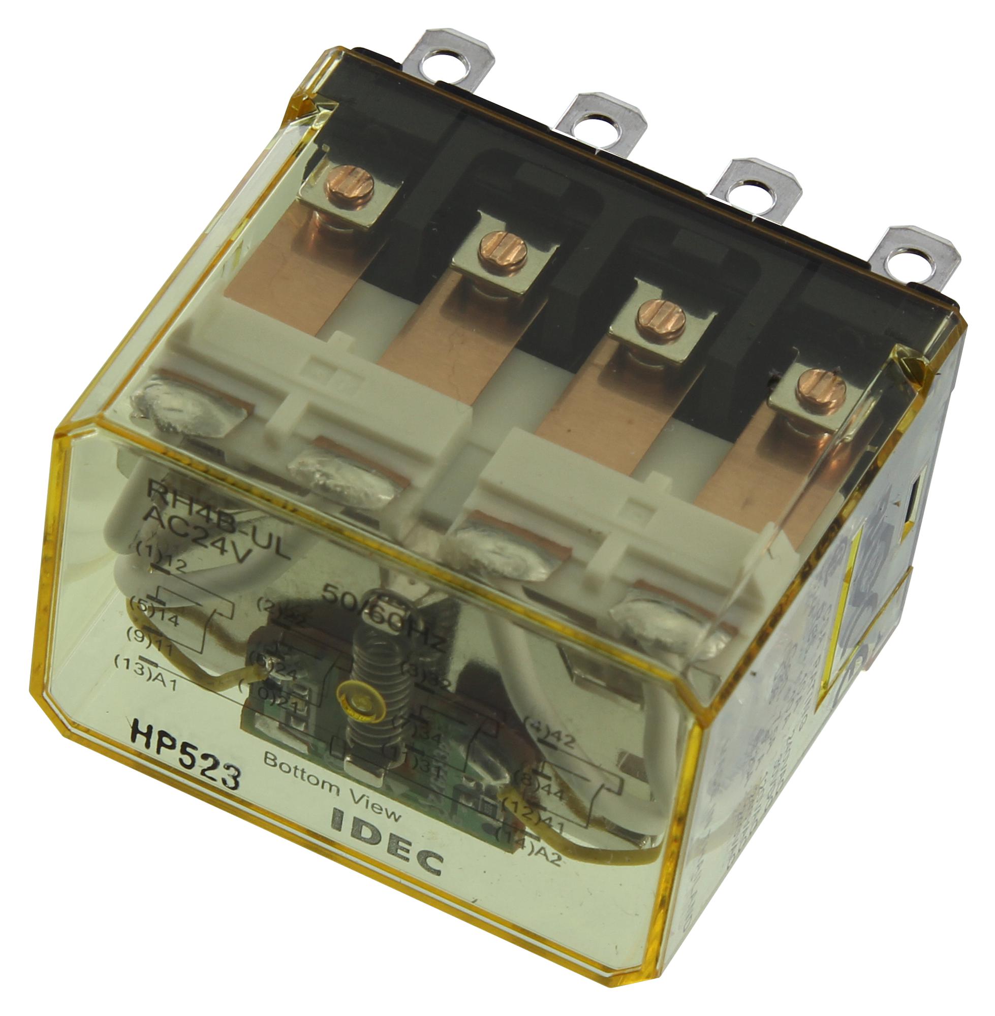 Idec Rh4B-Ulac24V Relay, 4Pdt, 110Vac, 30Vdc, 10A