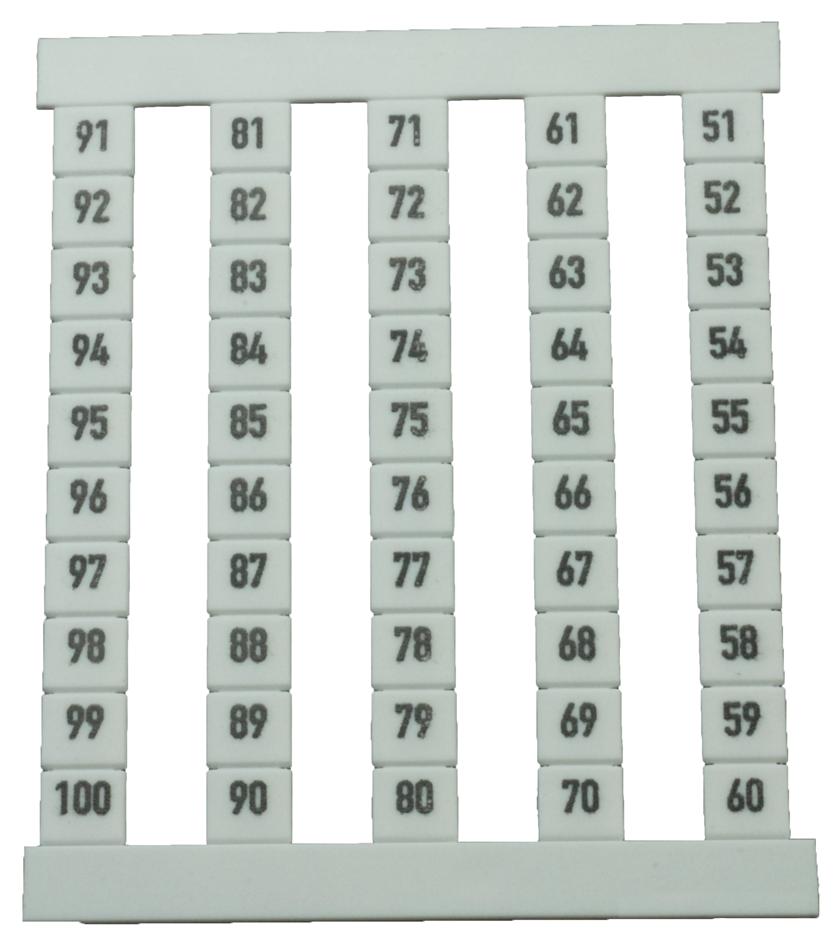 Weidmuller 0473560051 Terminal Block Marker, 51-100 5Mm Card50