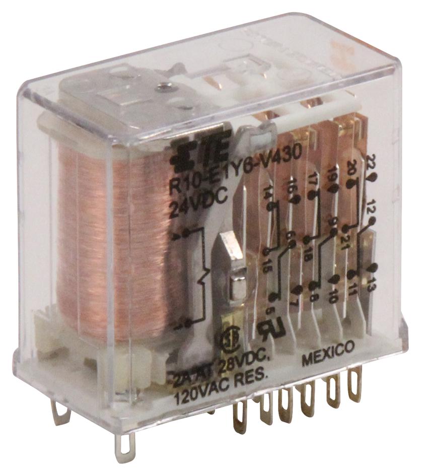 Potter&brumfield - Te Connectivity R10-E1Y6-V430 Relay, 6Pdt, 120Vac, 28Vdc, 2A