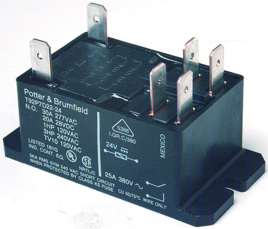 Potter&brumfield - Te Connectivity T92P7D22-24.. Relay, Dpst-No, 277Vac, 28Vdc, 30A