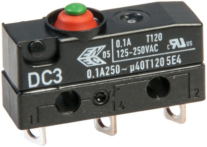 Zf Dc3Ca1Aa Microswitch, Button, Spdt, 100Ma, 250V