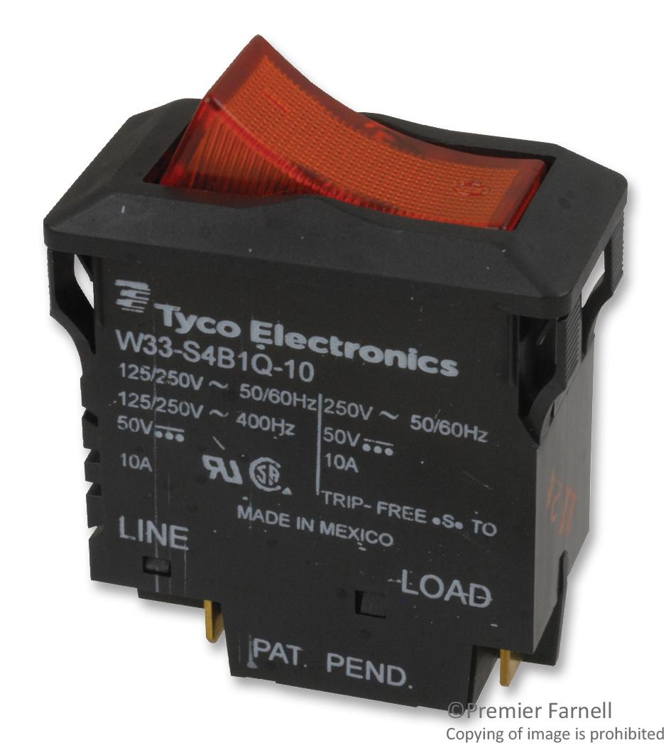 Potter&brumfield - Te Connectivity W33-S4B1Q-10 Circuit Breaker, Thermal, 2P, 250V, 10A