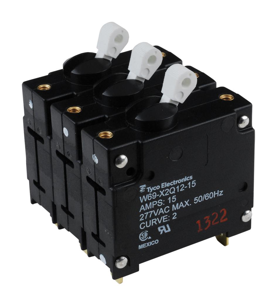 Potter&brumfield - Te Connectivity W69-X2Q12-15 Circuit Breaker, Hydromagnetic, 3P, 277V, 15A