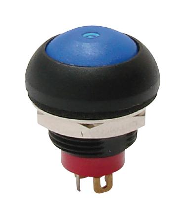 E-Switch Rp8100B2W1Ceblkblkblu. Push Button Switch, Spst, 0.125A, 125Vac