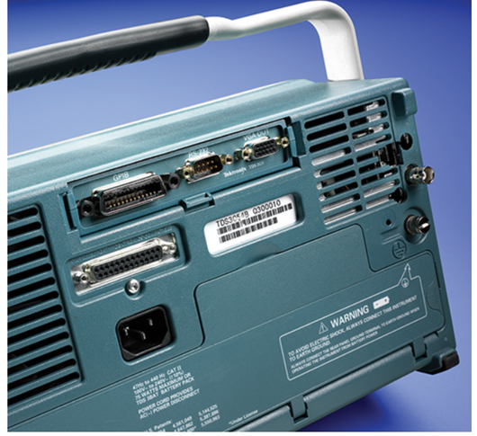 Extensive connectivity with interfaces like Centronics, Ethernet, RS-232, GPIB, VGA, and front-panel USB ports.