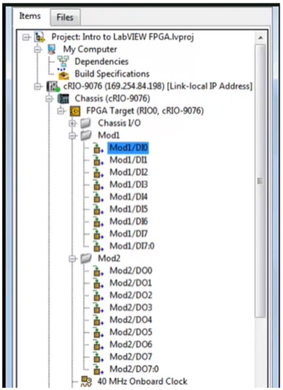 Picture of LabVIEW FPGA project window