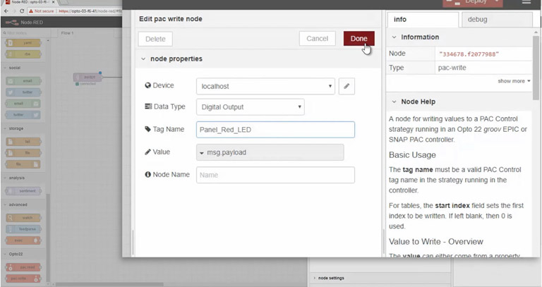 Editing SNAP PAC write node