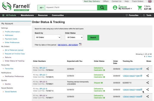 Enhanced Order History search