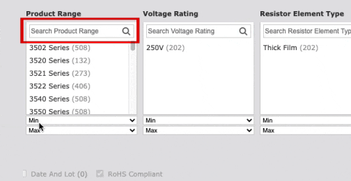 Search within filters
